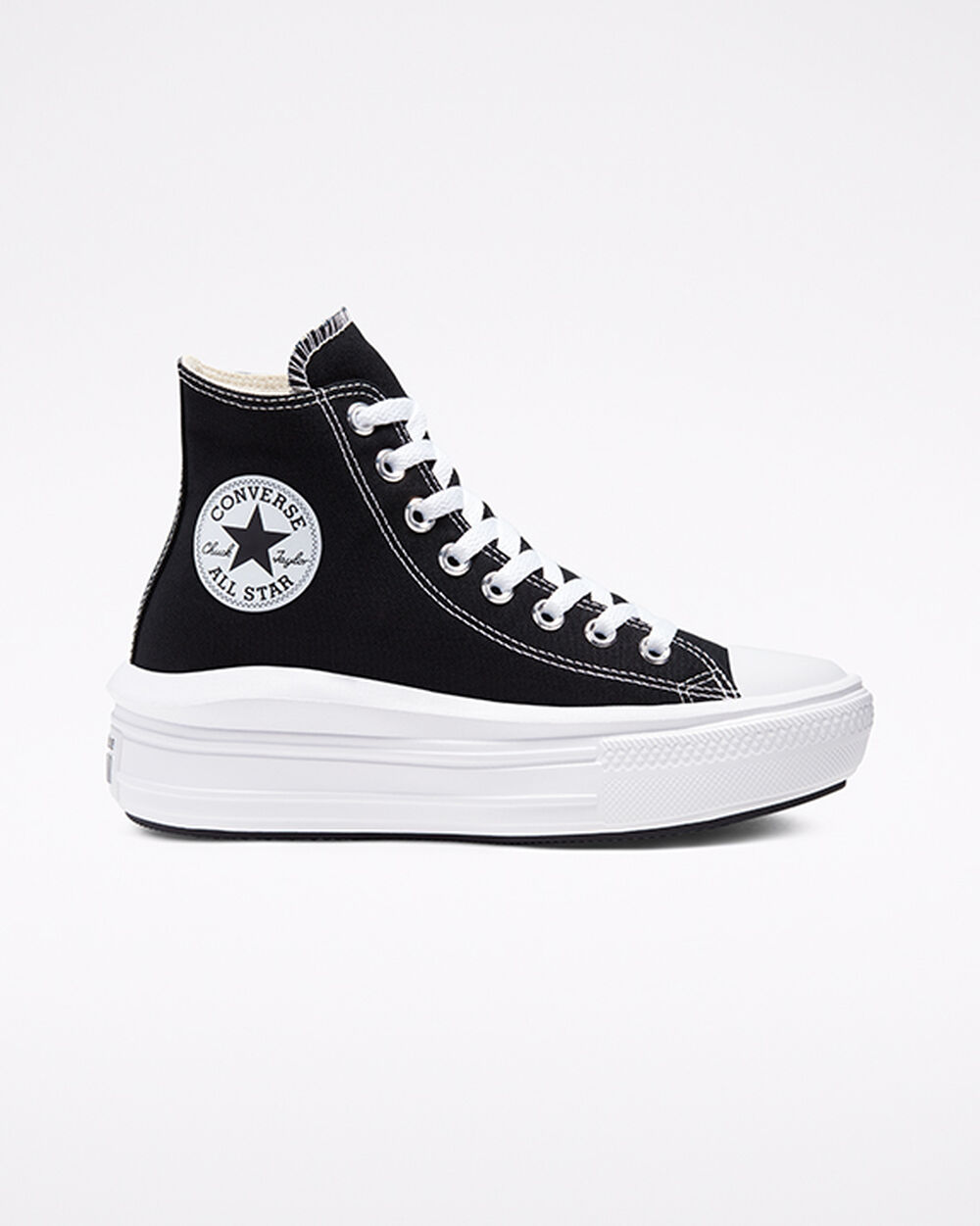 Black Beige White Women's Converse Chuck Taylor All Star Move Sneakers | Singapore-53410