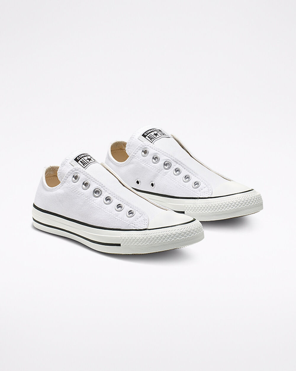 White Black White Women's Converse Chuck Taylor All Star Slip On | Singapore-97654