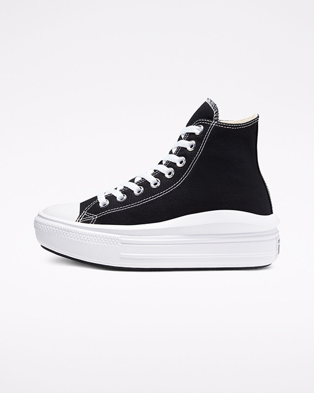 Black Beige White Women's Converse Chuck Taylor All Star Move Sneakers | Singapore-53410