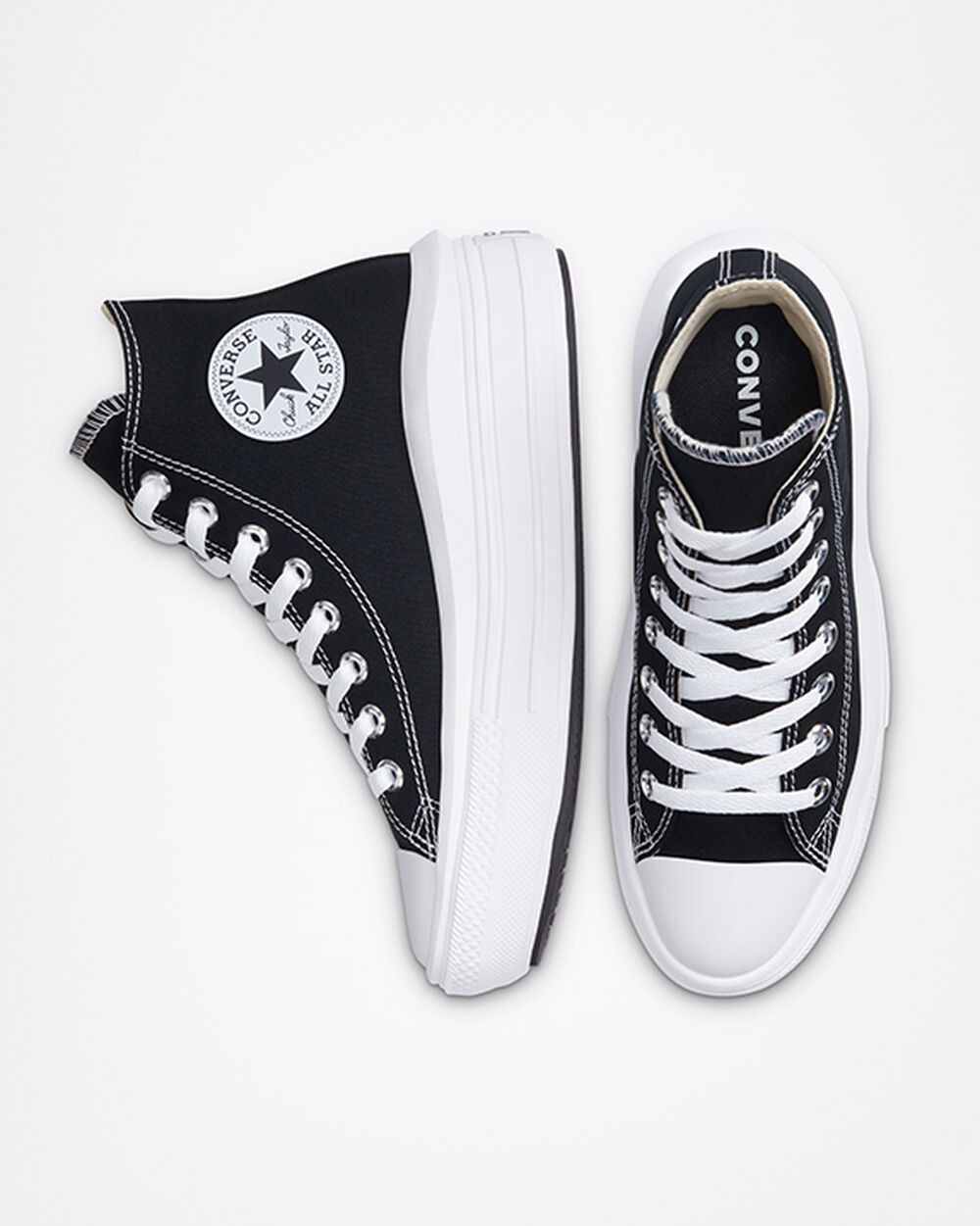 Black Beige White Women's Converse Chuck Taylor All Star Move Sneakers | Singapore-53410