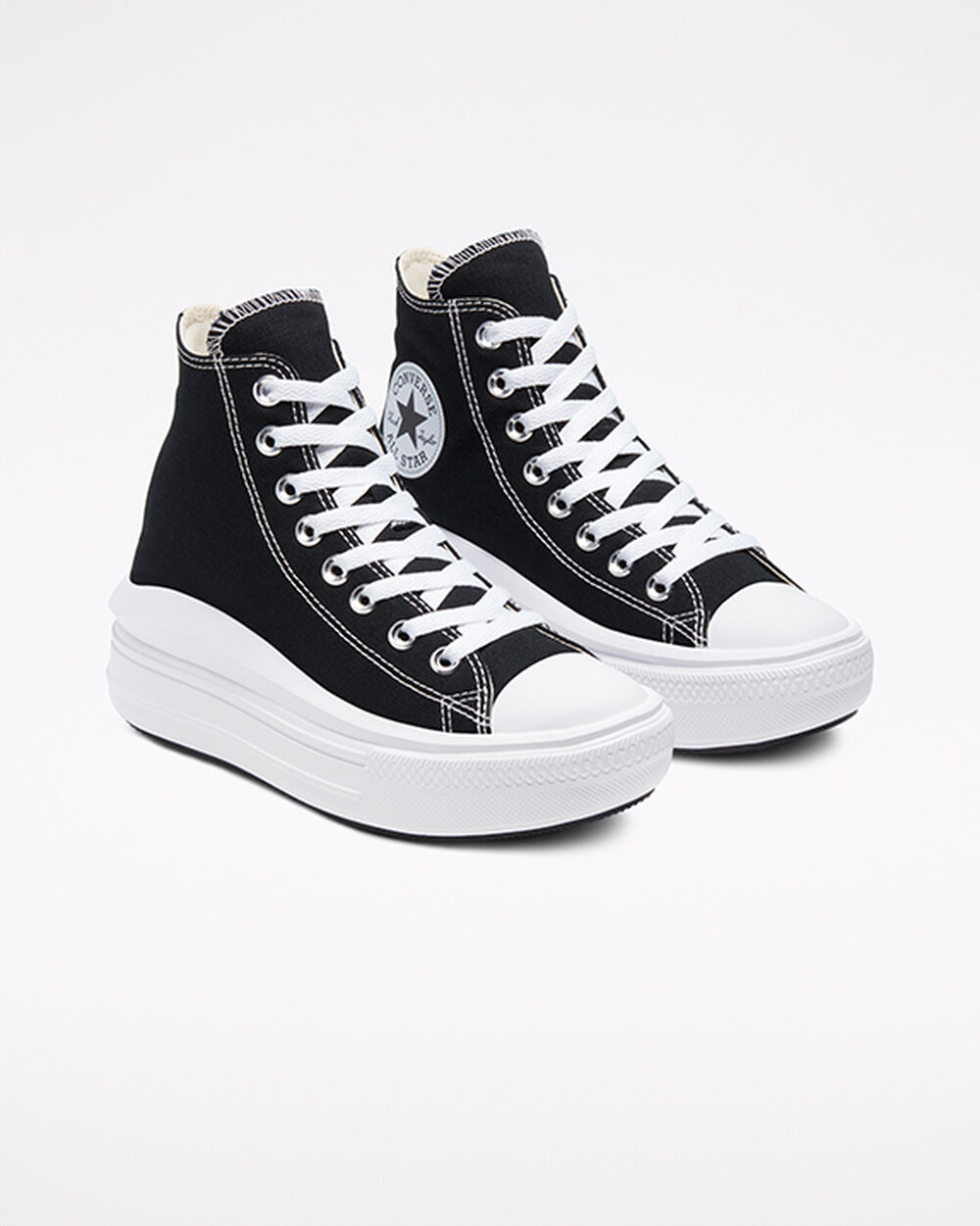 Black Beige White Women's Converse Chuck Taylor All Star Move Sneakers | Singapore-53410