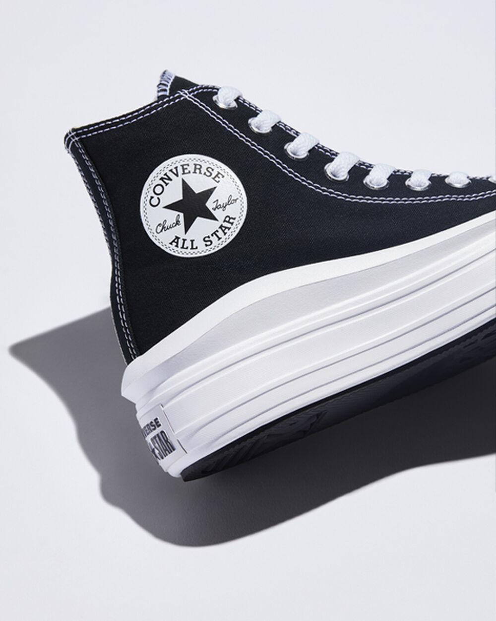 Black Beige White Women's Converse Chuck Taylor All Star Move Sneakers | Singapore-53410