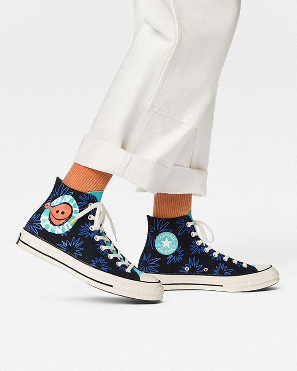 Black Wash Turquoise Royal Men's Converse Chuck 70 Sneakers | Singapore-71038