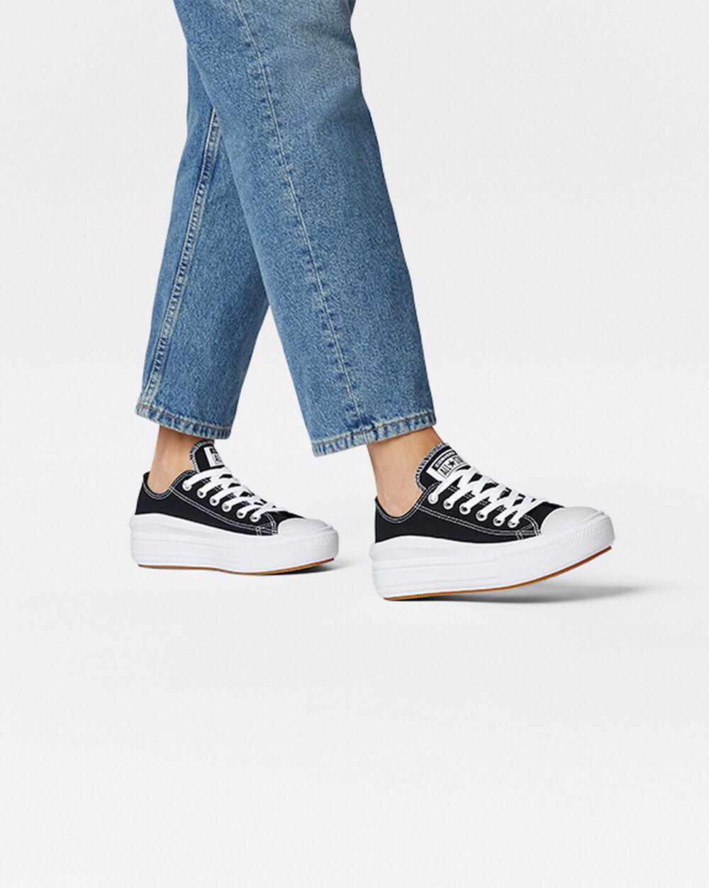 Black White Women's Converse Chuck Taylor All Star Move Sneakers | Singapore-75428