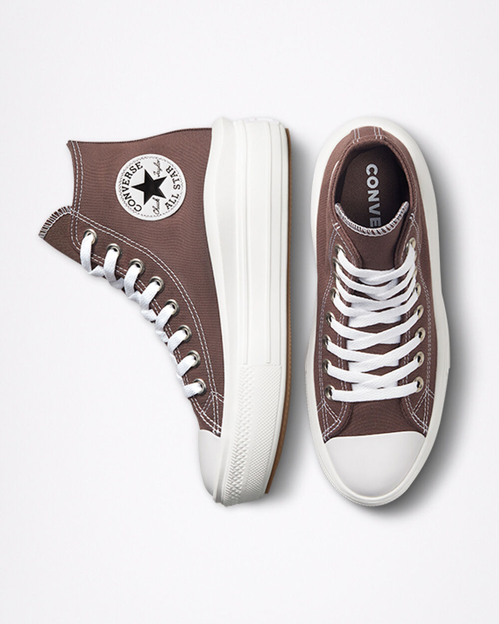 Brown White Women's Converse Chuck Taylor All Star Move Sneakers | Singapore-48590