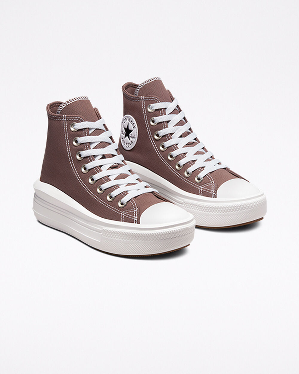 Brown White Women's Converse Chuck Taylor All Star Move Sneakers | Singapore-48590