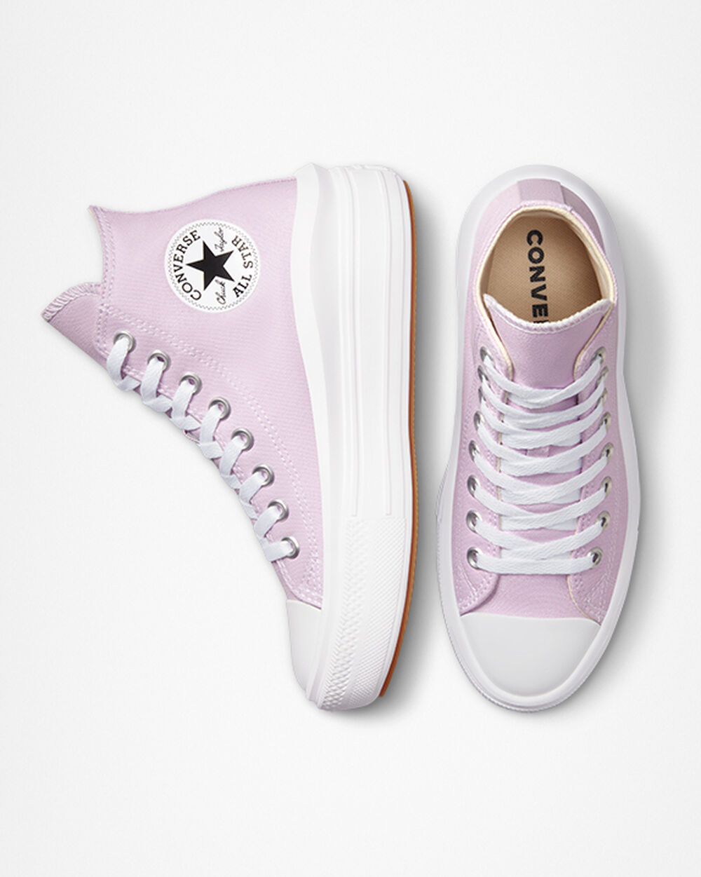 Light Purple White Women's Converse Chuck Taylor All Star Move Sneakers | Singapore-85460