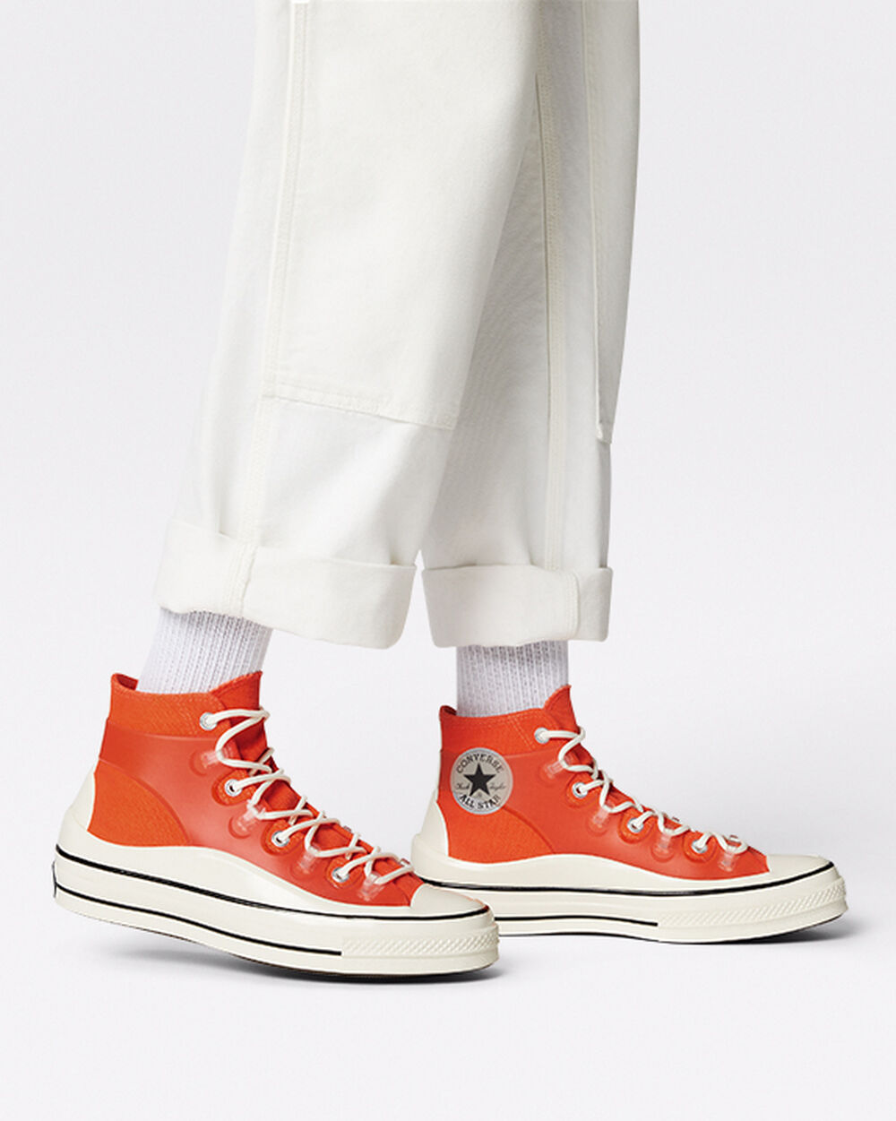 Orange White Black Women's Converse Chuck 70 Sneakers | Singapore-73021