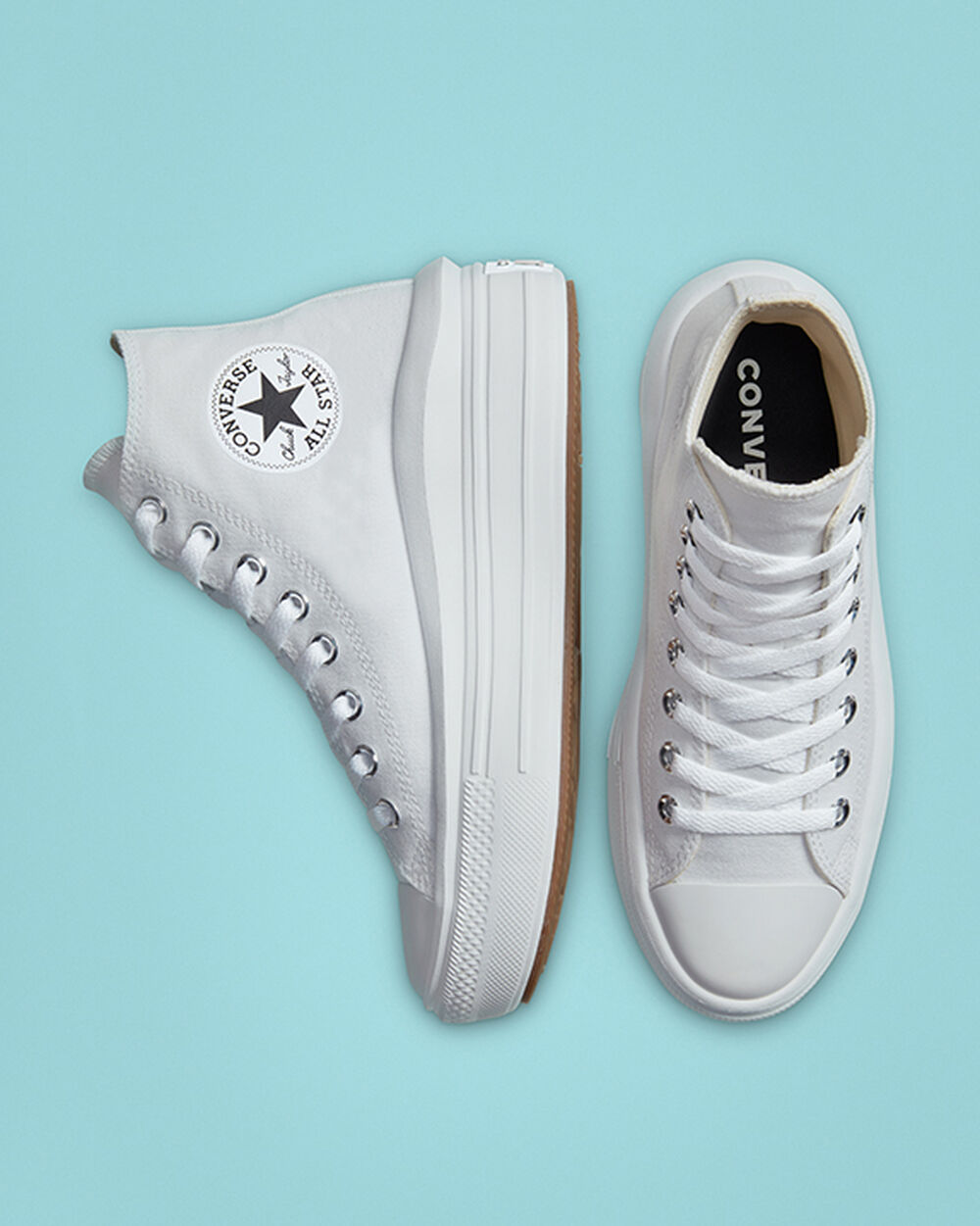 White Beige White Black Women's Converse Chuck Taylor All Star Move Sneakers | Singapore-09342