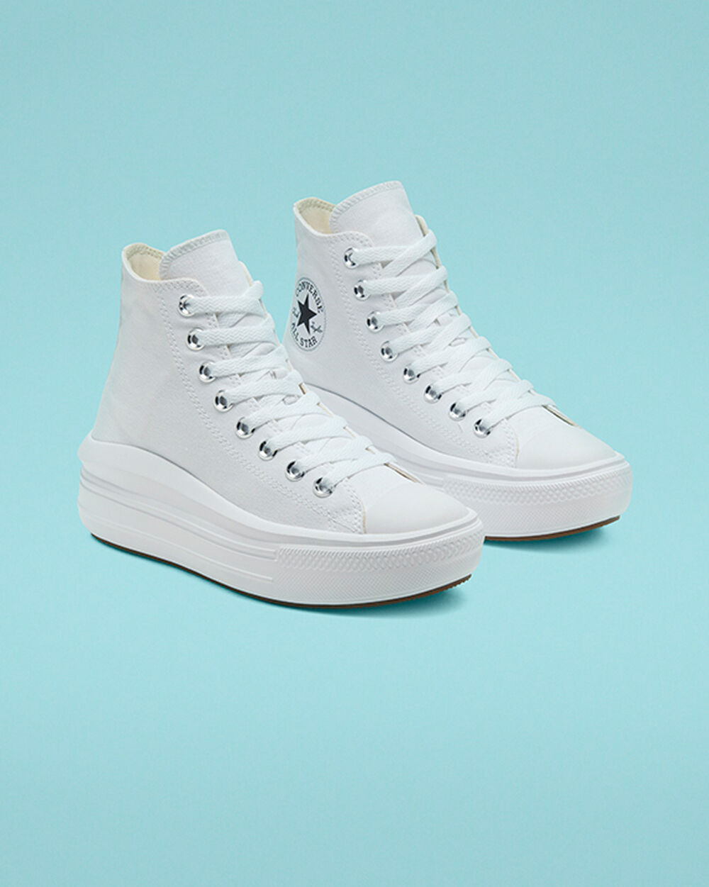 White Beige White Black Women's Converse Chuck Taylor All Star Move Sneakers | Singapore-09342