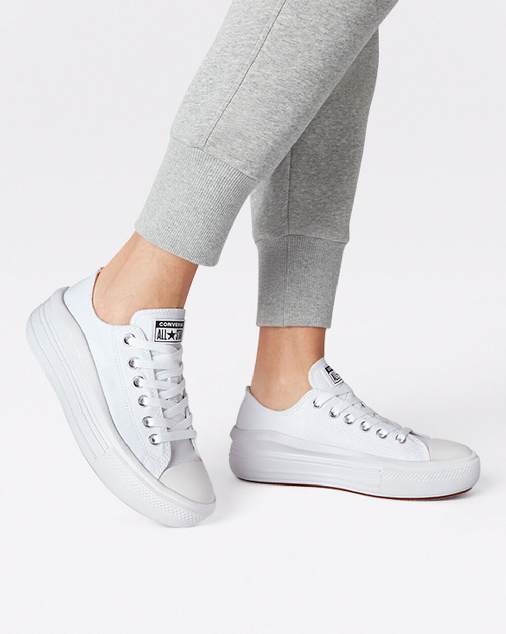 White White Women's Converse Chuck Taylor All Star Move Sneakers | Singapore-27906